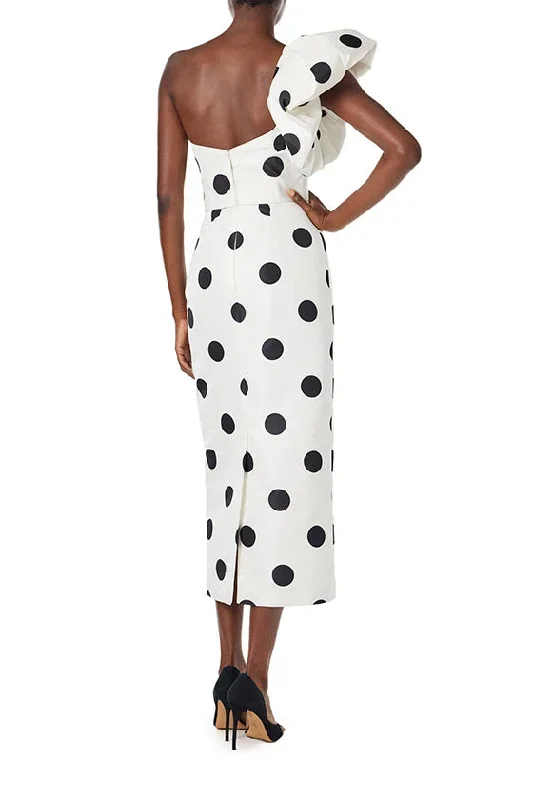 one-shoulder-polka-dot-cocktail-dress