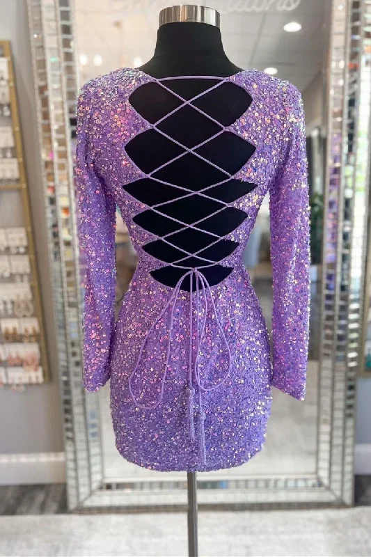 purple-sequin-lace-up-short-party-dress-with-long-sleeves