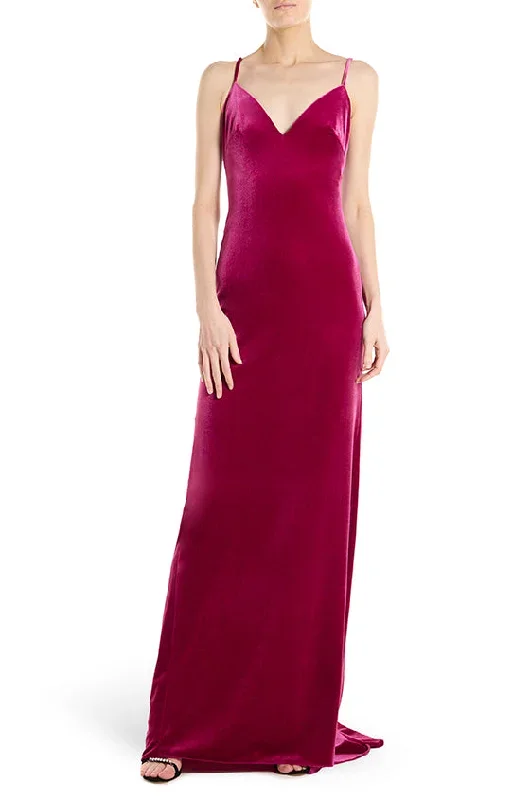 Spaghetti Strap Velour Slip Gown