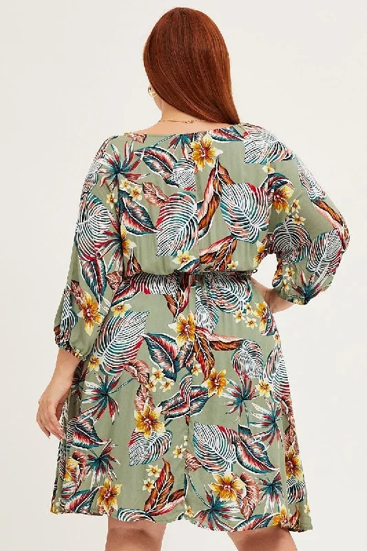 trop-print-skater-dress-v-neck-batwing-sleeve-cdd1234-34ab-1